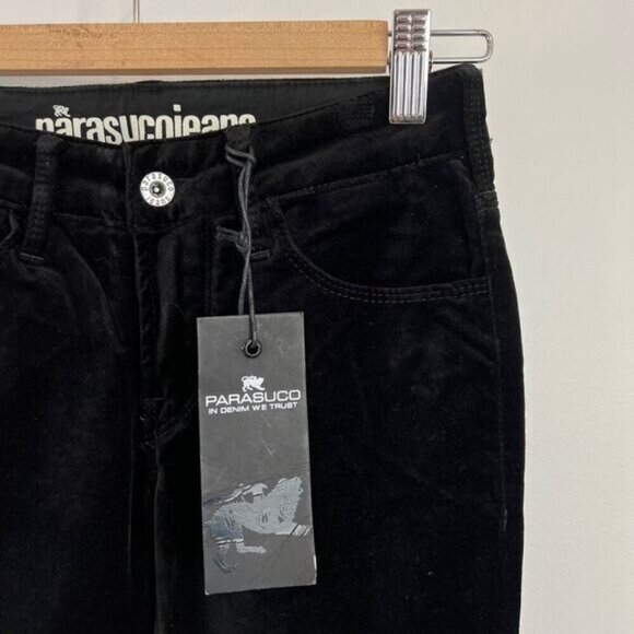 Brand New Parasuco Women's 25 Black Velvet Sofia Fit Mid Low Rise y2k Jeans - Picture 3 of 16